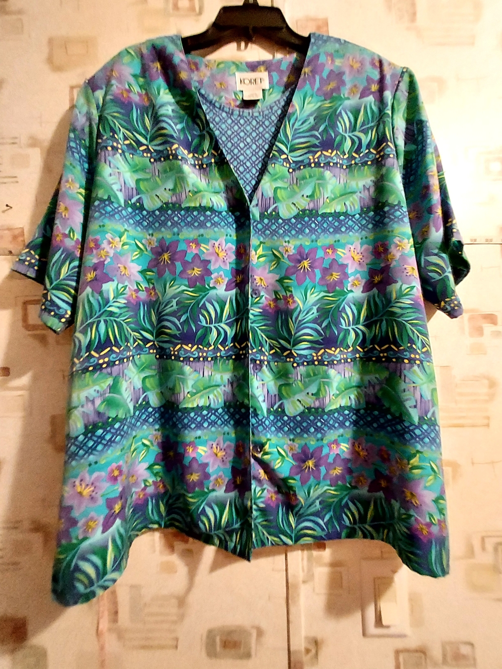 Koret Floral Blouse in Blue & Purple Size 20W